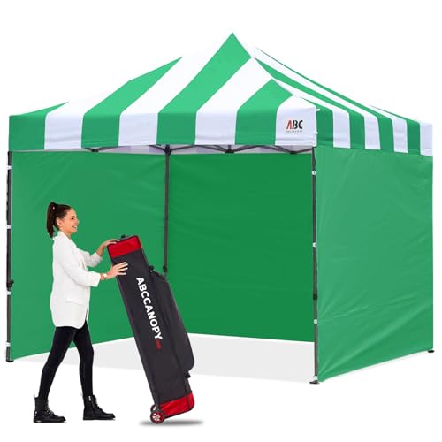 Image of ABCCANOPY Heavy Duty Easy Pop up Canopy Tent with Sidewalls 10x10,Strip Green