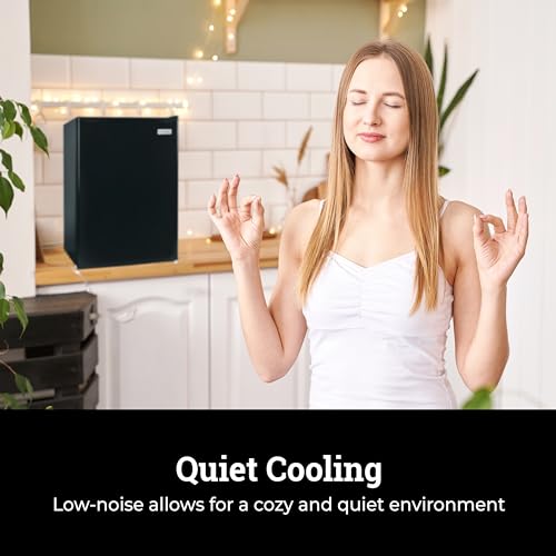 Image of Igloo 2.6 Cu.Ft Mini Fridge with Freezer- Single Door Compact Refrigerator with Glass Shelves for Homes, Dorms & Offices- Keep Snacks, Drinks & Frozen Foods Cool with Temperature Control Fridge- Black