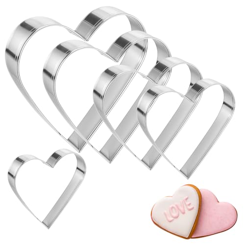 5 unidades de moldes con forma de corazón y galletas, moldes para galletas, acero inoxidable, juego de cortadores de galletas en forma de corazón, diferentes tamaños, para terrazas