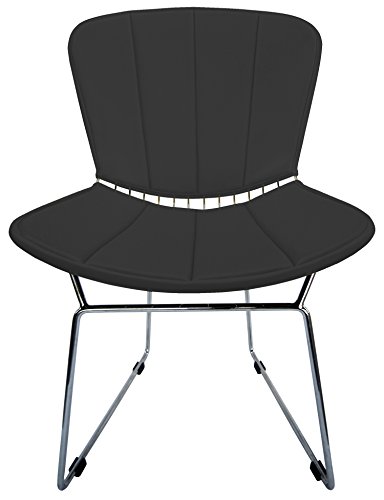 Full Cushion and Back Pad for Bertoia Side Chair - Vinyl - Fits Original or Reproductions (Black) -  Walbea Retro