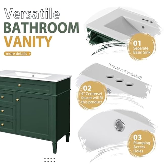 Maximize Bathroom Storage with Modern Vanity Set, Includes Mirror Cabinet, Soft Closing Doors, and Four Drawers, Blue