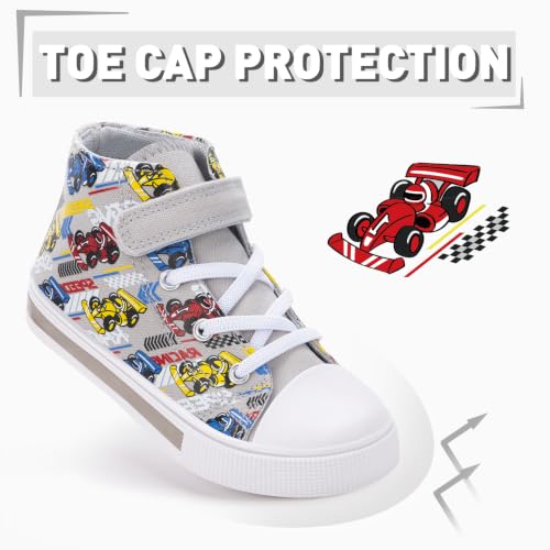 Boys Girls Light up Sneakers Kids High Top Flashing Canvas Shoes Toddler Casual Easy Fasten Walking Sneaker, Kart, Size 12 — view 6