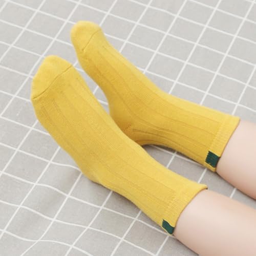 Image of MOMISY 5 Pairs Baby Girl Boys Tube Socks Toddlers Infant Solid Color Boat Spring and Autumn Socks Bamboo Stretch Crew Baby Socks - Multicolor