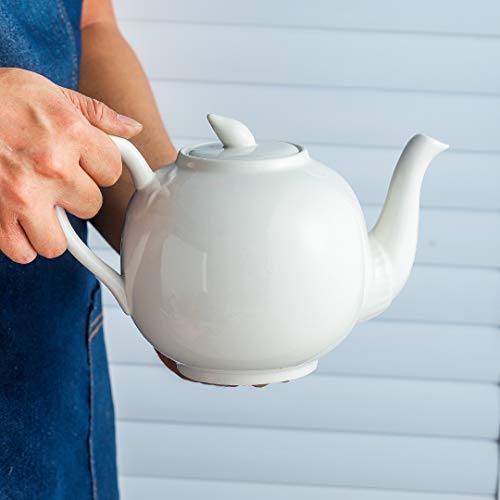 Childike Porcelain Teapot, 40 Ounce Tea Pot Large Enough For 5 Cups, Teapot For Brew Loose Leaf Tea, Round, White (White 01) #TOP4