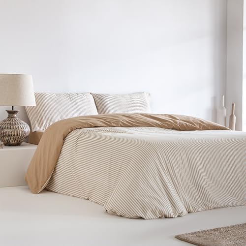 COTTON ARTean Funda Nórdica Cama 180 algodón 180 Hilos ALTUBE Mostaza Funda de edredón ( 260x240 ) + 1 Funda de Almohada