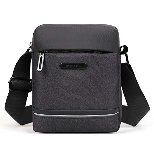 ZAICCI Bolso Bandolera Pequeño para Hombre Bolso Messenger Impermeable Bolso Bandolera Negro con Banda Reflectante de Seguridad Cover