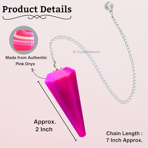 Image of Pink Onyx Pendulum Dowsing Tool - Natural Crystal Pendulum for Spiritual Guidance - Dowser Pendulum for Accurate Divination and Energy Healing - Perfect for Energy Healing and Chakra Balancing