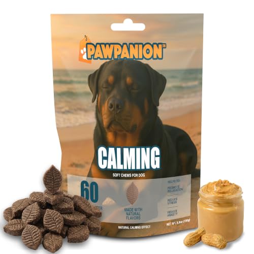 Image of Dog Calming Soft Chews with L-Theanine, 60 Count | Chamomile, valerian root, passionflower and melatonin support calm behavior during travel, storms and separation.