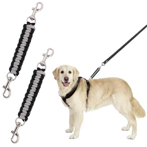 NiCola Hundehalsband-Sicherheitsclip, 2 Stück, Sicherheitsgurt für Hundegeschirr, Sicherheitsclips für Hundehalsband und Geschirrverbindung (2 Stück, Schwarz / Grau)