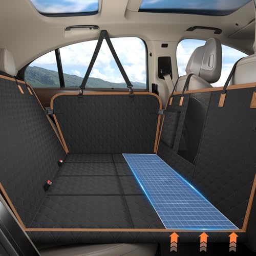 MyeMdan Protection Voiture Chien Siege Arriere - Imperméable et Anti-Rayures - avec 8 Plaques de Bois Dur Solides - pour La Plupart des Voitures SUV