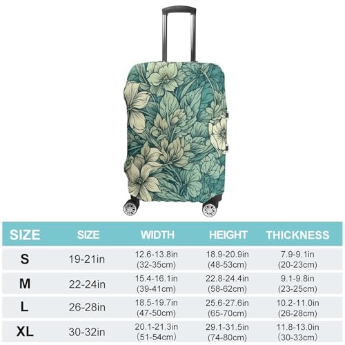 Leaves And Flowers Elastic Luggage Cover Suitcase Protector for 19-32 Inch Suitcases | Universal Stretchable Travel Bag Cover | Anti-Scratch, Washable with Zipper Closure S2