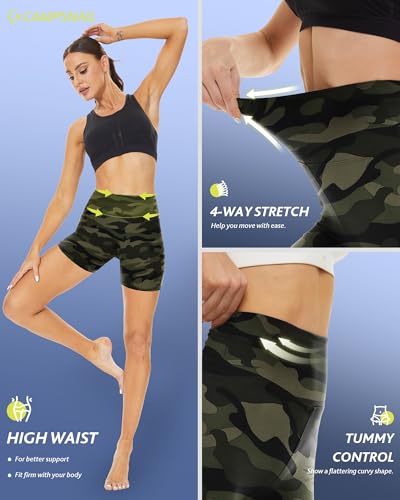 CAMPSNAIL Workout Biker Shorts Women - 3"/5"/8" High Waisted Tummy Control Spandex Booty Volleyball Shorts for Yoga Dance