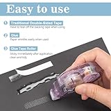 HUIRUSO 4 Pack Double Sided Tape Roller, Scrapbook Supplies, Glue Tape Roller for Crafts, Double-Sided Adhesive Tape Runner for Scrapbooking, School Office Journaling Supplies (0.31 in X 26.25 ft)
