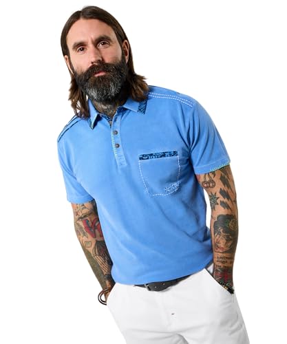 Image of Joe Browns Men's Contrast Trim Embroidered Short Sleeve Polo, Regular, Blue, UK L