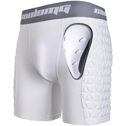 COOLOMG Mens Baseball Sliding Shorts with Athletic Cup White