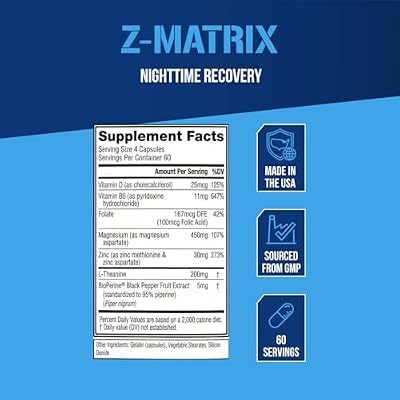 EVL Post Workout Recovery Supplement - Magnesium and Zinc - ZMatrix Zinc Magnesium Aspartate Muscle Recovery Supplement for Sleep Support and Muscle Health
