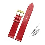 Taconey Cinturino per orologio in morbida pelle ultrasottile da 12-20 mm, cinturino di ricambio universale per tutti gli orologi,Rosso Dorato,18 millimetri