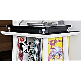 Support de lecteur de disque de qualité supérieure, tableau noir, 50 rangements de vinyle, pin massif (damier) – Image 4