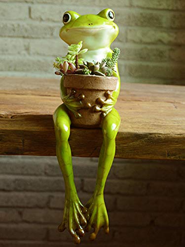 Figurines de grenouille décoration jardin extérieur et pot de fleurs en résine