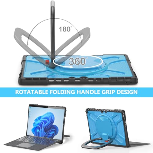 Coque antichoc pour Surface Pro 11/10/9 avec support rotatif bleu - 5