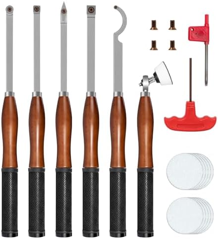 DEEFIINE 18 Pieces Tungsten Carbide Cutters Inserts Set for Wood Lathe Turning Tools Include 11 DEEFIINE 18 Pieces Tungsten Carbide Cutters Inserts Set for Wood Lathe Turning Tools Include 11