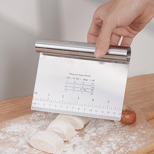 Teigschaber Edelstahl 3 Stück 15/20/25cm Teigschneider mit Messskala Antihaft Spülmaschinenfest Backutensilien für Kuchen Torte Pizza Plätzchen