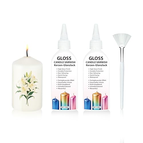 FloraVigo Kerzenlack, 140ml Wasserschiebebilder mit Kerzenlack, Versiegeln von Kerzenlack, DIY-Kerzentattoos, schützen, verschönern und fixieren Sie Ihre kreativen Kerzenarbeiten (2 Stück)