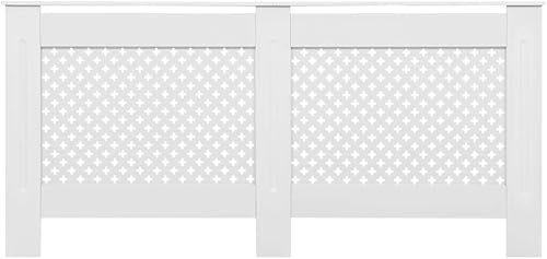 Vista 33 de Estante rectangular moderno blanco del gabinete de la cubierta del radiador, 44.1"x7.5"x32.1", sala de estar, independiente