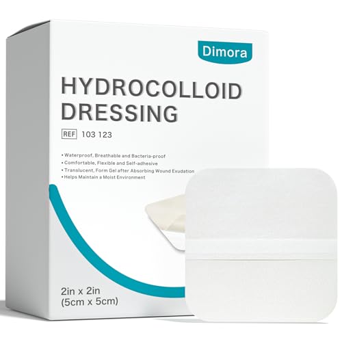 Dimora 50 Pcs Hydrocolloid Bandages 2" x 2" for Wound Care, Wound Dressing Small Hydrocolloid Gel Bandages for Burn, Blister, Acne Care, First Aid Kit Essential