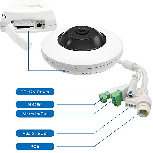 5Mp Fisheye Panoramic Poe Ip Security Camera, Oem Ds-2Cd2955Fwd-Is With 1.05Mm Fixed Lens, 180° Wide Angle View, Audio & Alarm I/O, Support Micro Sd Card, 26Ft Night Vision, Smart Ivs (Dt955) #TOP3
