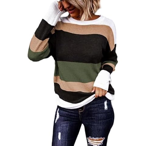 JOCAFIYE Women 2023 Fall Sweater Long Sleeve Round Neck Knit Pullover Sweaters Fall Tops for Women 2023 Trendy Green XL Cover