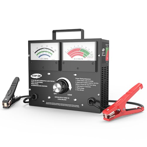 TOPDC Professional 500A Carbon Pile Battery Load Tester, Heavy-Duty 12V Automotive Battery & Alternator Tester for Cars, Trucks, SUVs, up to 1000 CCA