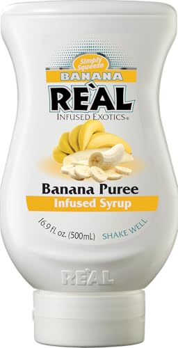 Reàl Infused Exotics, Banana, 500 ml, Sciroppo alla Banana, con Banane Cavendish, Vegano e Gluten Free, Squeeze Bottle, Ideale per Cocktail, Frullati, Topping e Dessert