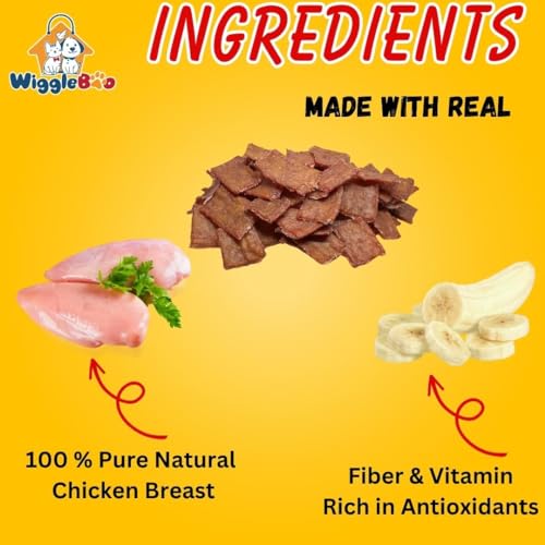 WiggleBoo Chicken & Banana Suger Glider Treat | Protein Rich | Fiber Rich | Crunchy Healthy Snacks | Training Treat | 45gm