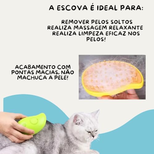Escova A Vapor Elétrica Massageadora Vaporizadora Para Pet Com Vapor Cães Gato Cachorro Com Vaporiza