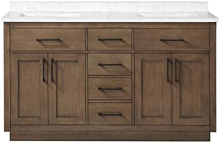 Ove Decors Maya Plus 60 in. Double Sink Bathroom Vanity in Almond Latte Finish, 60 inches