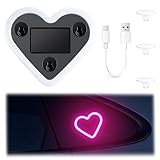 iFunyLED Car LED Interior Lights, Heart-Shaped Ambient Light for Windows, 5 Lighting Modes, Charging Through Type-c and Solar Energy, Car Decorations for Women Men, Pack of 1, (Pink)