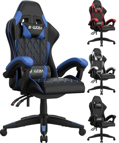 Racingreat Gaming Chair, Office Chair, Computer Chair, Sturdy PC Swivel Chair, Ergonomic Design with Cushion and Reclining Backrest (Blue)