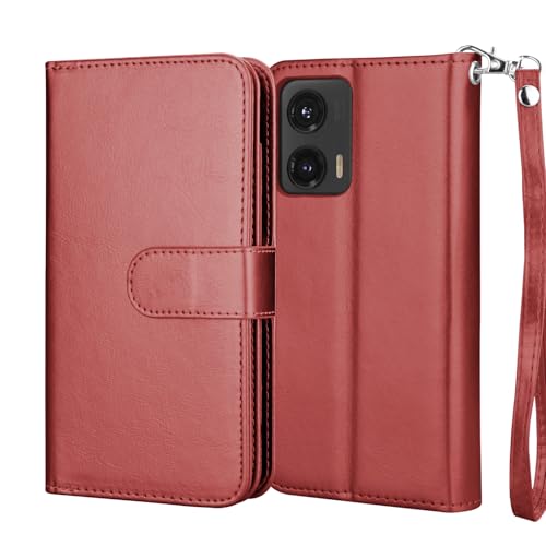 Njjex Wallet Case For Motorola Moto G Stylus 5G 2024, For Moto G Stylus 5G 2024 Case, [9 Card Slots] PU Leather Credit Holder Folio Flip [Detachable] Kickstand Magnetic Phone Cover & Lanyard -Wine Red - Thumbnail 7