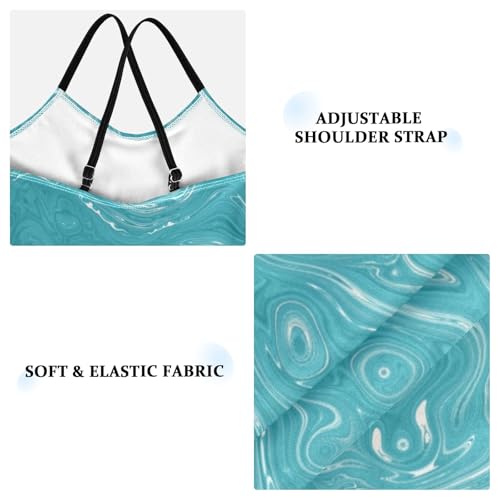 Aegean Teal Mottled Swirl Marble Girls 1 Piecing Swimsuits Swimsuits for Teen Girls Kids Bathing Suits3
