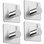 Aikzik 4 Pack of Self Adhesive Hooks, Max 8kg Load Sticky Hooks, Tea Towel Hooks, Versatile Self-Adhesive Wall Hooks for Use in Bathrooms, Kitchens, Doors, Cupboards, Bed Curtains, Towels, Key