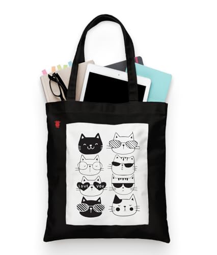 Image of ZORI Black Tote Bag With Pocket Printed Designed Canvas Tote Bags For Women large capacity,Tote bag For Shopping, College, Travel, More Canvas Handbag For Unisex Bag