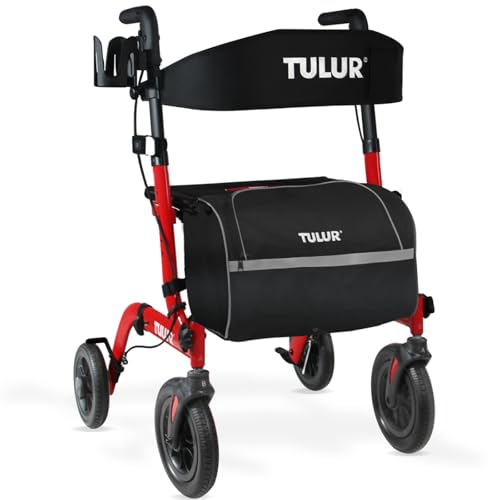 Walkers for Seniors, Rollator Walker with Seat, 10" Rubber Wheels...