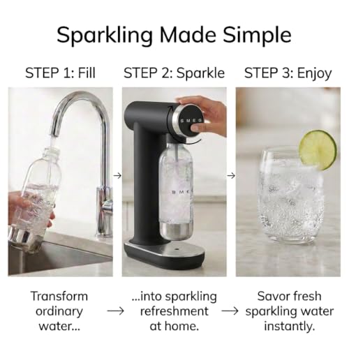 Image of SMEG SKC01 Sparkling Water Maker, Soda Maker with 1L Tritan Renew Bottle