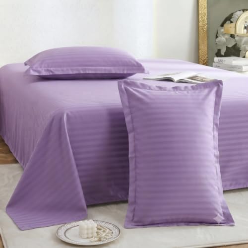 Image of Satin Striped Glace Cotton Double bedsheet with 2 Pillow Cover | Soft & Smooth Finish | Double Bed bedsheet 90 x 90 Inch | Pillow Cover 18 x 28 Inch | Breathable, Fade Resistant