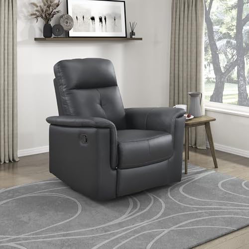 Lexicon Swivel Glider Recliner Chair, Comfy Nursery Glider, Top Grain Leather Match Recliner, Manual Reclining Chair for Living Room/Office/Apartment, Black by Lexicon - Image 7
