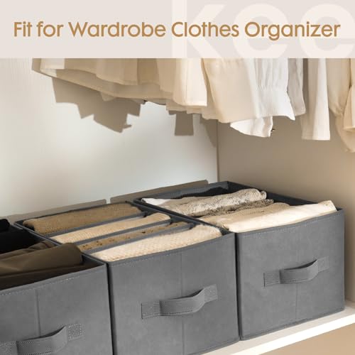 Criusia 6 Pack Large Clothes Organizer, Wardrobe Closet Organizer and Storage with Handles, Foldable Fabric Closet Organizers Dividers for Clothing, Pants, Jeans, Sweater, T-shirts, Grey by Criusia - Image 6
