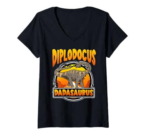 Femme Dadasaurus Diplodocus Dinosaur Dad Dinosaurs Lover Fathers T-Shirt avec Col en V
