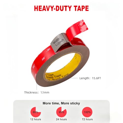 Image of SANKA Heavy Duty Double Sided Tape, High Bond Foam 4611 Tape, High Temperature Resistant Signage Mounting Tape, Waterproof Dark Gray 1 /2 Inch x 15.6Ft for Automotive Industrial Metal Bonding