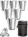 Outdoor Saxx® - 8-Teiliges Edelstahl-Becher Set, 6 unzerbrechliche Schnaps-Becher, Schnaps-Gläser aus Metall, Metall-Becher mit Einfüll-Trichter und Leder-Tasche, ideales Flachmann-Zubehör